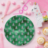 シルバエレガントーツリーズクリスマス ペーパープレート (パーティー)