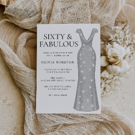 シルバエレガントードレス女性の60歳の誕生日パーティー 招待状