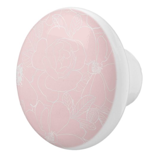 シルバエレガントーバラフローラスケッチピンクデザイン セラミックノブ (右)