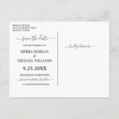 シルバエレガントーパープルフローラは日付を保存結婚する 案内ポストカード (裏面)