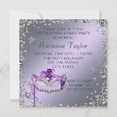 シルバエレガントーパープルマスカレードパーティー 招待状 (裏面)