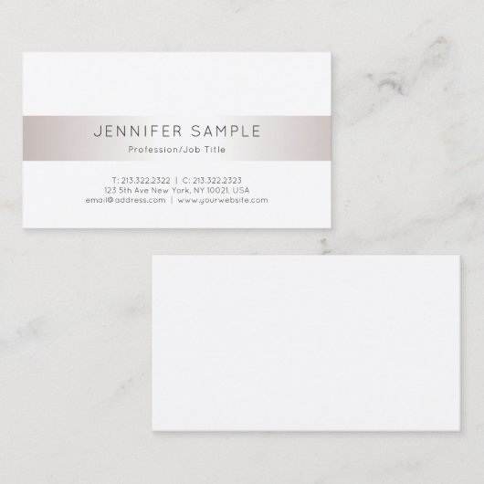 シルバエレガントーフェイククリーン平モダン野トレンディールクセ 名刺 (正面/裏面)