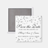 シルバエレガントーフォイルグリッターライトの日付を保存 マグネット (正面/裏面)