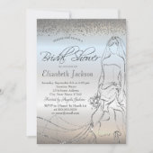 シルバエレガントーブライドドレス、ダイヤモンドブライダルシャワー 招待状 (正面)