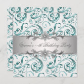 シルバエレガントーブルーすべての行事パーティの招待状 招待状 (正面/裏面)