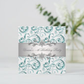 シルバエレガントーブルーすべての行事パーティの招待状 招待状 (スタンド正面)