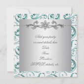 シルバエレガントーブルーすべての行事パーティの招待状 招待状 (裏面)