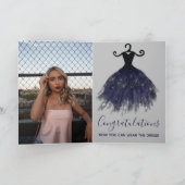 シルバエレガントーブルーグリッタードレスグラッドフォトインサイト カード (内部)