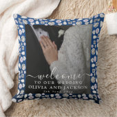 シルバエレガントーブルーハートダイヤモンドグリッター結婚ズ クッション (ブランケット)