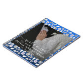 シルバエレガントーブルーハートダイヤモンドグリッター結婚ズ ノートブック (左側)