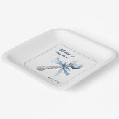 シルバエレガントーブルーラトル弓ベビーシャワー ペーパープレート (傾斜あり)