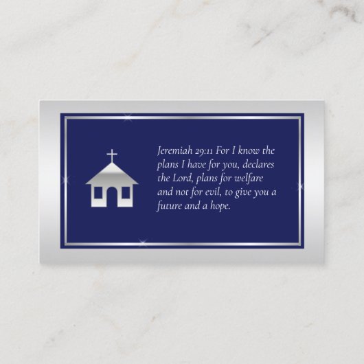 シルバエレガントーブルー教会の牧師の司祭 名刺 (裏面)