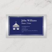 シルバエレガントーブルー教会の牧師の司祭 名刺 (正面)