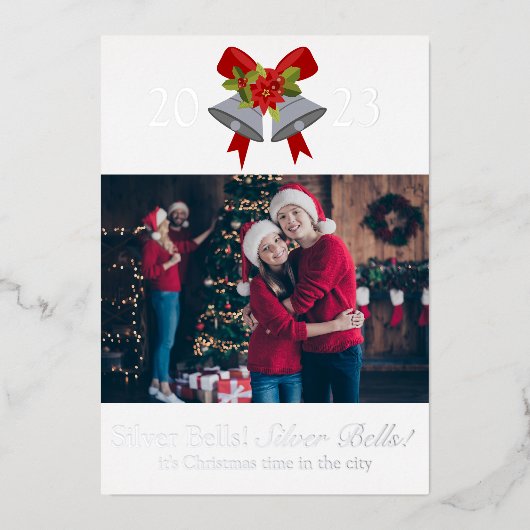 シルバエレガントーベルクリスマス2写真 箔シーズンカード (正面)