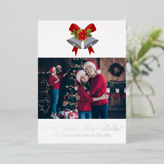シルバエレガントーベルクリスマス2写真 箔シーズンカード (立ち正面)