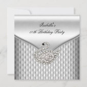 シルバエレガントーホワイトスワン誕生日パーティー 招待状 (正面)