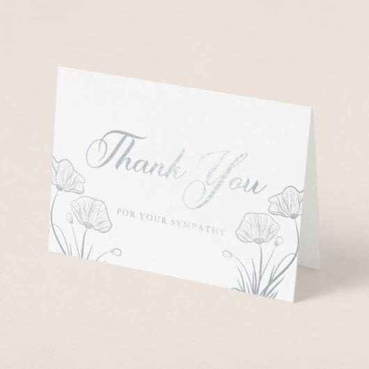 シルバエレガントーポピー悔やみや弔慰ありがとう 箔カード (正面)