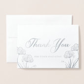 シルバエレガントーポピー悔やみや弔慰ありがとう 箔カード (封筒付き正面)