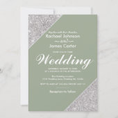 シルバエレガントーモダングリッターオンセージ緑 招待状 (正面)