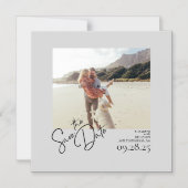 シルバエレガントーモダン・グレイ日付写真を保存 マグネット招待状 (正面)