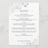 シルバエレガントーレースラベンダーオンホワイト結婚ズ メニュー (正面)