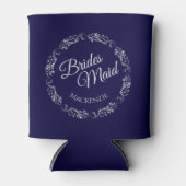 シルバエレガントーレース海軍ブルーのブライドメイド結婚ズ 缶クーラー (正面)