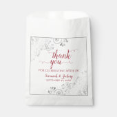 シルバエレガントーレース&レッド結婚スクリプト フェイバーバッグ (正面)