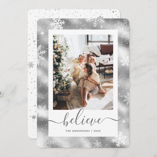 シルバエレガントー写真スノーフレーク シーズンカード (正面/裏面)