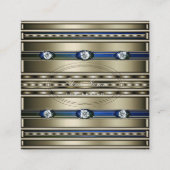 シルバエレガントー効果ブルーと緑の大理石パッテン スクエア名刺 (正面)