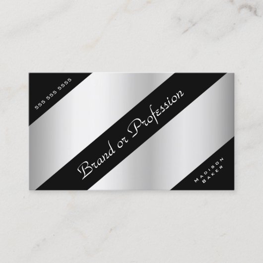 シルバエレガントー効果黒コーナー開口時間 名刺 (正面)