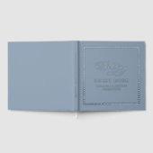 シルバエレガントー書道結婚のシックな埃っぽいブルー ゲストブック (全面)