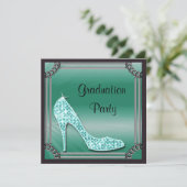 シルバエレガントー枠ティール(緑がかった色)スティレット卒業 招待状 (スタンド正面)