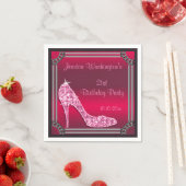 シルバエレガントー枠ピンクスティレット21歳の誕生日 スタンダードカクテルナプキン (インサイチュ)