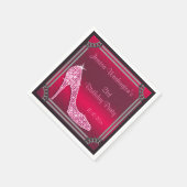 シルバエレガントー枠ピンクスティレット21歳の誕生日 スタンダードカクテルナプキン (角)