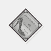 シルバエレガントー枠ブラックスティレット45誕生日 スタンダードカクテルナプキン (角)