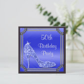 シルバエレガントー枠ブルースティレット50誕生日 招待状 (スタンド正面)