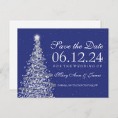 シルバエレガントー海軍の日付を保存するクリスマス 案内ポストカード (正面/裏面)