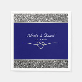 シルバエレガントー王室のブルー結婚のナプキン スタンダードカクテルナプキン