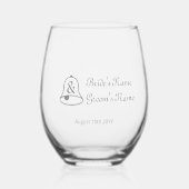 シルバエレガントー記念婚約結婚ズベル ステムなしワイングラス (正面)