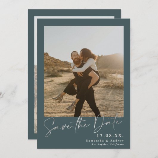 シルバエレガントー2の写真をスクリプトに日付を保存 セーブザデート (正面/裏面)