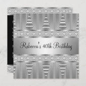 シルバエレガントー・ジュエル40歳の誕生日 招待状 (正面/裏面)