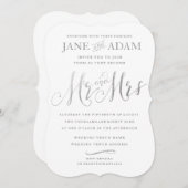 シルバエレガントー・タイポグラフィ・ウェディング招待 招待状 (正面/裏面)