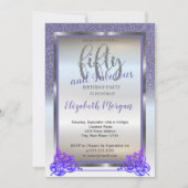 シルバエレガントー、バイオレットグリッター50th誕生日パーティー 招待状 (正面)