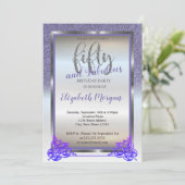 シルバエレガントー、バイオレットグリッター50th誕生日パーティー 招待状 (スタンド正面)