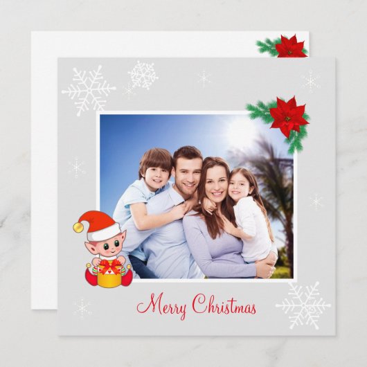 シルバカスタムークリスマスの小妖精や小人写真&かわいい家族 (正面/裏面)