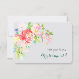 シルバカラフルーの花嫁の上の水彩花束 招待状