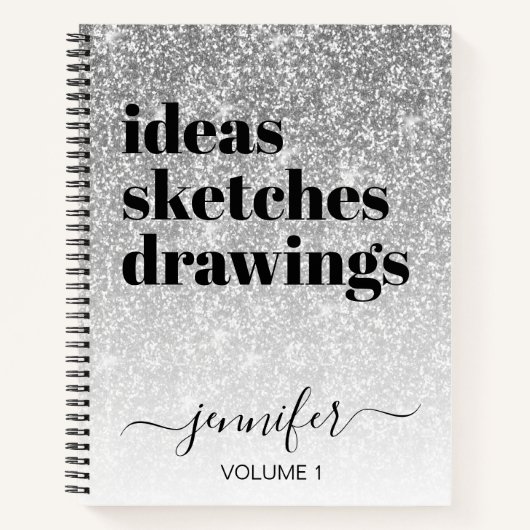 シルバガーリーーグリッターの名前Sketchbook ノートブック (正面)