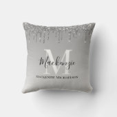 シルバガーリーーグレイグリッターモノグラム名 クッション (裏面)