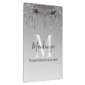 シルバガーリーーグレイグリッターモノグラム名 クリップボード (右)