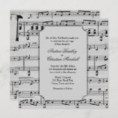 シルバクラシカルー音楽テーマ結婚式招待状 招待状 (正面/裏面)